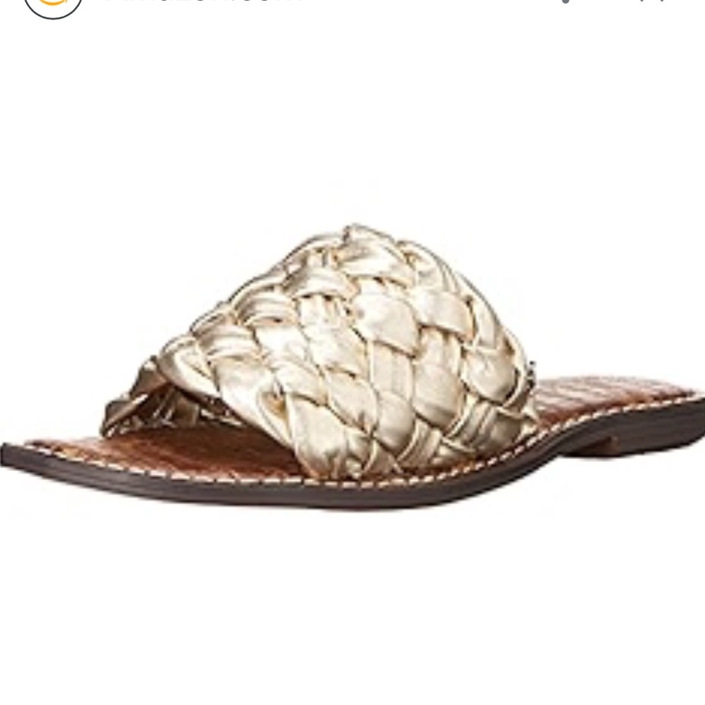 Sam Edelman Sandals Griffin Gold Metallic Woven Leather Flats 6 NEW
